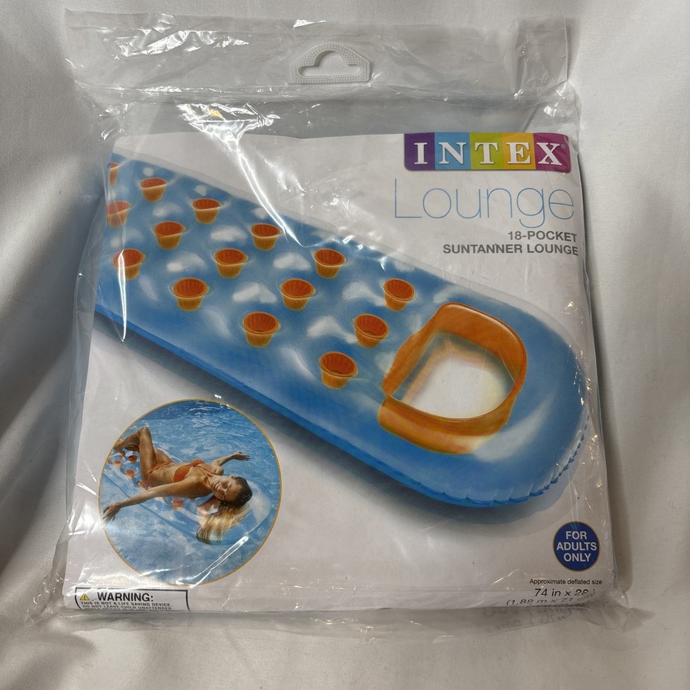 Intex 18-Pocket Suntanner Inflatable‎ Lounge 74" x 28" 59895EP Light Blue